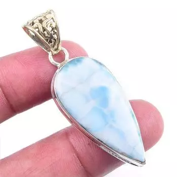 Natural Republic Larimar Gemstone 925 Solid Sterling Silver Gift Pendant 2 P5N95