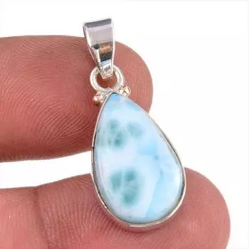 Natural Republic Larimar Gemstone 925 Solid Sterling Silver Pendant 1.25 g0A21