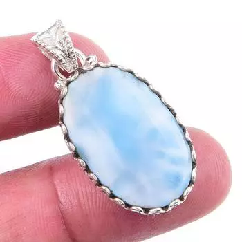 Natural Republic Larimar Gemstone 925 Solid Sterling Silver Pendant 1.50 h1q91