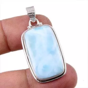 Natural Republic Larimar Gemstone 925 Solid Sterling Silver Pendant 1.75 c3p57