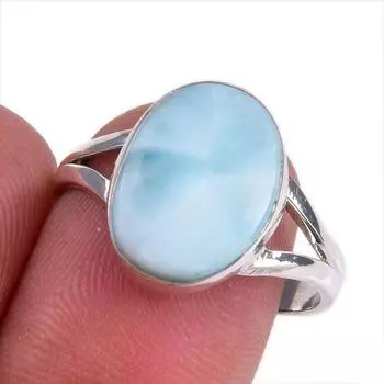 Natural Republic Larimar Gemstone 925 Solid Sterling Silver Gift Ring S.9 Y3J10