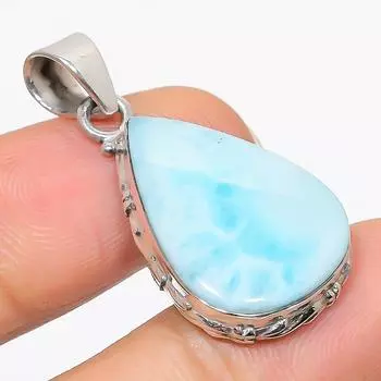 Natural Republic Larimar Gemstone 925 Solid Sterling Silver Pendant 1.75 G2W52