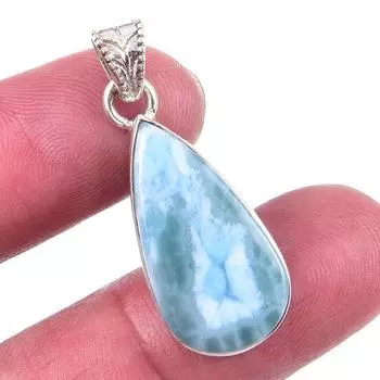 Natural Republic Larimar Gemstone 925 Solid Sterling Silver Pendant 1.25 E0y49