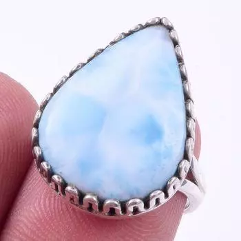 Natural Republic Larimar Gemstone 925 Solid Sterling Silver Gift Ring S.6 o8c27