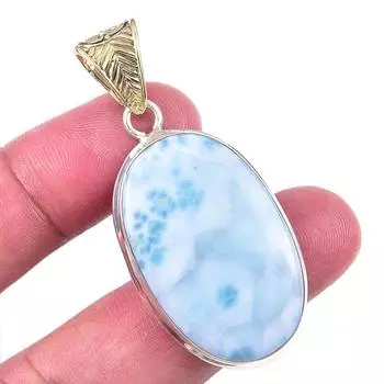 Natural Republic Larimar Gemstone 925 Solid Sterling Silver Gift Pendant 2 R2P40