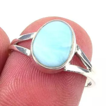 Natural Republic Larimar Gemstone 925 Solid Sterling Silver Gift Ring S.7 Y5V39