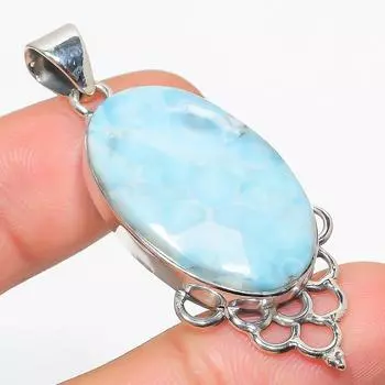 Natural Republic Larimar Gemstone 925 Solid Sterling Silver Pendant 2.25 E4J66