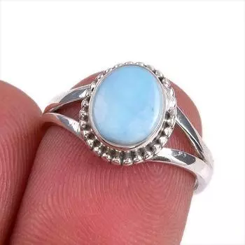 Natural Republic Larimar Gemstone 925 Solid Sterling Silver Gift Ring S.6 C7s36