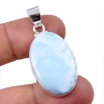 Natural Republic Larimar Gemstone 925 Solid Sterling Silver Pendant 1.75 j7z94