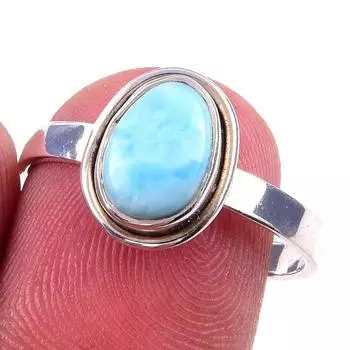 Natural Republic Larimar Gemstone 925 Solid Sterling Silver Gift Ring S.8 b1H42