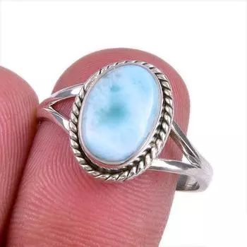 Natural Republic Larimar Gemstone 925 Solid Sterling Silver Gift Ring S.9 s1J63
