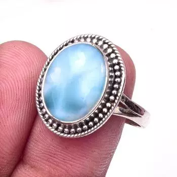 Natural Republic Larimar Gemstone 925 Solid Sterling Silver Gift Ring S.9 A5W07