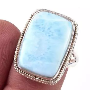 Natural Republic Larimar Gemstone 925 Solid Sterling Silver Gift Ring S.7 u7m03