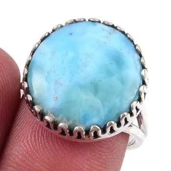 Natural Republic Larimar Gemstone 925 Solid Sterling Silver Gift Ring S.7 k2Y88