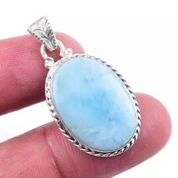 Natural Republic Larimar Gemstone 925 Solid Sterling Silver Pendant 1.25 A4R31