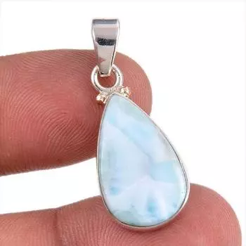 Natural Republic Larimar Gemstone 925 Solid Sterling Silver Pendant 1.25 G4b32