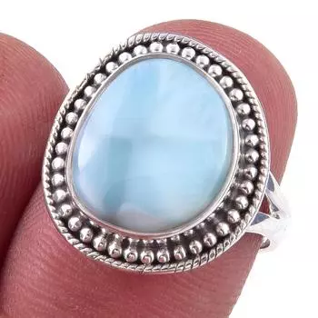 Natural Republic Larimar Gemstone 925 Solid Sterling Silver Gift Ring S.7 g2f37