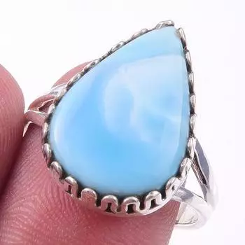 Natural Republic Larimar Gemstone 925 Solid Sterling Silver Gift Ring S.9 V9A05