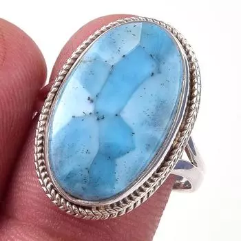 Natural Republic Larimar Gemstone 925 Solid Sterling Silver Gift Ring S.9 c9n69