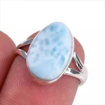 Natural Republic Larimar Gemstone 925 Solid Sterling Silver Gift Ring S.6 V1q40