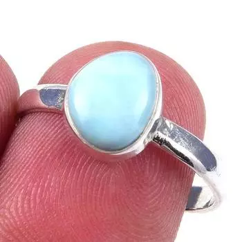 Natural Republic Larimar Gemstone 925 Solid Sterling Silver Gift Ring S.8 u8q70