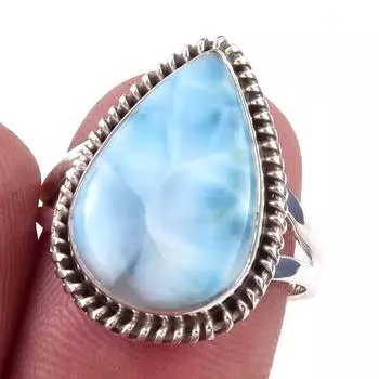 Natural Republic Larimar Gemstone 925 Solid Sterling Silver Gift Ring S.7 j0E42