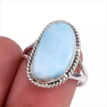 Natural Republic Larimar Gemstone 925 Solid Sterling Silver Gift Ring S.7 I6m62