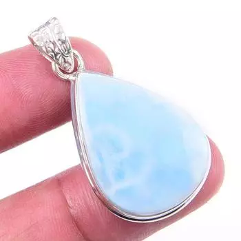 Natural Republic Larimar Gemstone 925 Solid Sterling Silver Pendant 1.50 V5w05