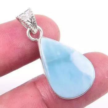 Natural Republic Larimar Gemstone 925 Solid Sterling Silver Pendant 1.25 g8z20