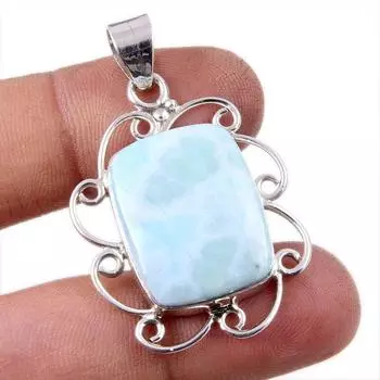 Natural Republic Larimar Gemstone 925 Solid Sterling Silver Pendant 1.75 e4t84