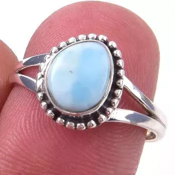 Natural Republic Larimar Gemstone 925 Solid Sterling Silver Gift Ring S.7 S1H06