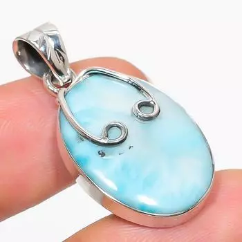 Natural Republic Larimar Gemstone 925 Solid Sterling Silver Pendant 1.75 i5r52