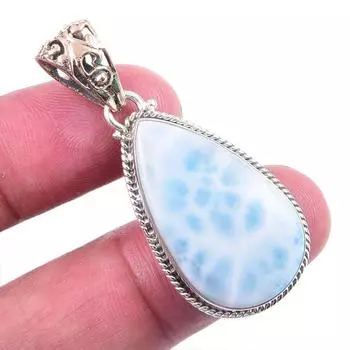 Natural Republic Larimar Gemstone 925 Solid Sterling Silver Pendant 1.75 g9h34