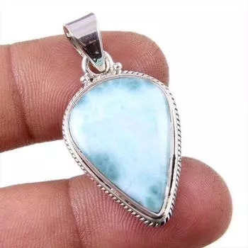 Natural Republic Larimar Gemstone 925 Solid Sterling Silver Pendant 1.5 i5Z73