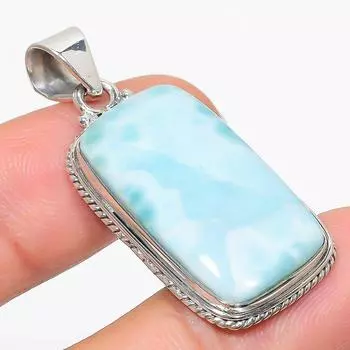 Natural Republic Larimar Gemstone 925 Solid Sterling Silver Pendant 1.75 w1u89