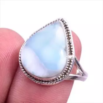 Natural Republic Larimar Gemstone 925 Solid Sterling Silver Gift Ring S.8 d5S82