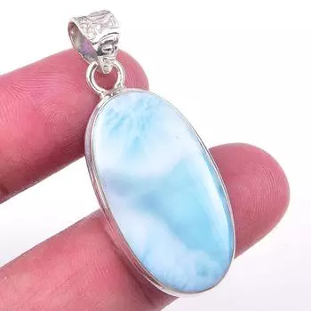 Natural Republic Larimar Gemstone 925 Solid Sterling Silver Pendant 1.75 Q1S58