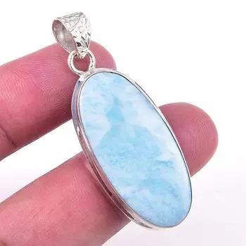 Natural Republic Larimar Gemstone 925 Solid Sterling Silver Pendant 1.75 m5a50