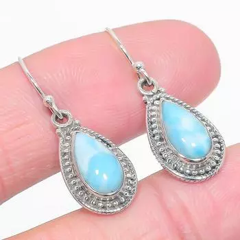 Natural Republic Larimar Gemstone 925 Solid Sterling Silver Earring 1.25 W0j73