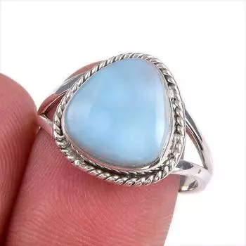 Natural Republic Larimar Gemstone 925 Solid Sterling Silver Gift Ring S.9 E4a69