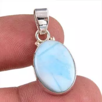 Natural Republic Larimar Gemstone 925 Solid Sterling Silver Pendant 1.25 B3m92