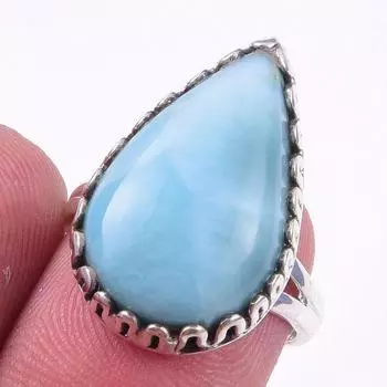 Natural Republic Larimar Gemstone 925 Solid Sterling Silver Gift Ring S.6 h4b14