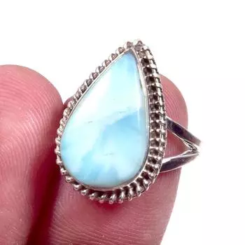 Natural Republic Larimar Gemstone 925 Solid Sterling Silver Gift Ring S.7 H0P17
