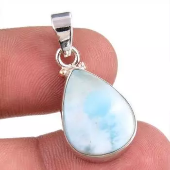 Natural Republic Larimar Gemstone 925 Solid Sterling Silver Pendant 1.25 M0F76