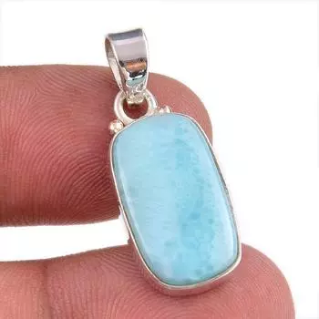 Natural Republic Larimar Gemstone 925 Solid Sterling Silver Pendant 1.25 q3R32