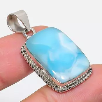 Natural Republic Larimar Gemstone 925 Solid Sterling Silver Pendant 1.75 s7B18