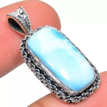 Natural Republic Larimar Gemstone 925 Solid Sterling Silver Pendant 1.26 v9W33