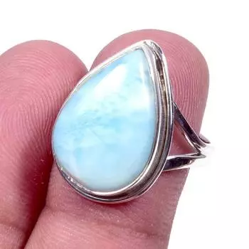 Natural Republic Larimar Gemstone 925 Solid Sterling Silver Gift Ring S.8 E0l30