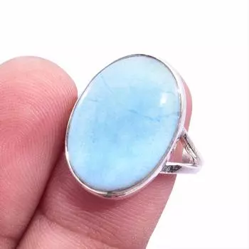 Natural Republic Larimar Gemstone 925 Solid Sterling Silver Gift Ring S.8 t7C39