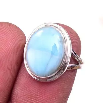 Natural Republic Larimar Gemstone 925 Solid Sterling Silver Gift Ring S.6 v2B00
